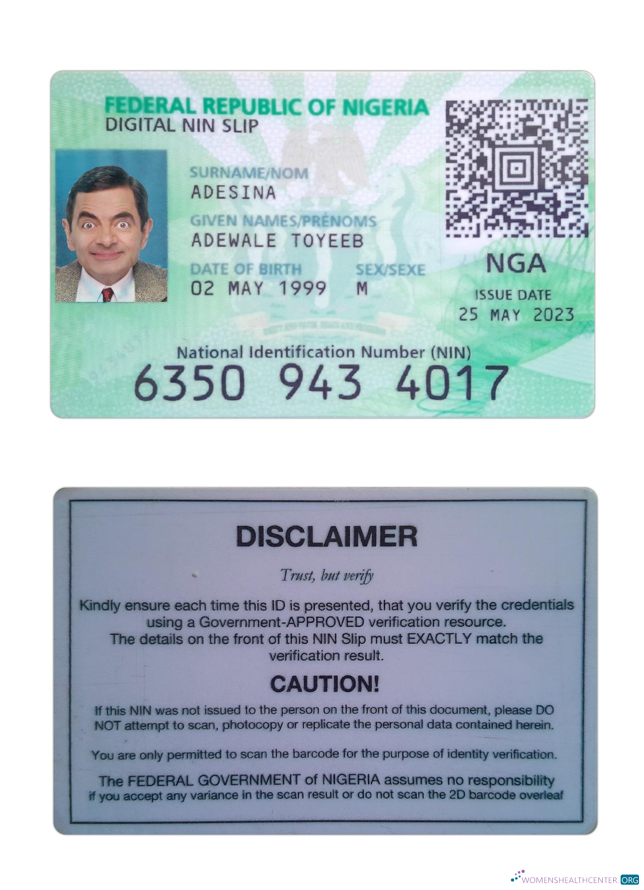 Download Nigeria digital ID card 2023 present Photoshop template